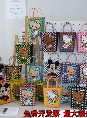 hellkitty卡通编织包伴手礼菜篮子包手提包学院风手拎包沙滩包女