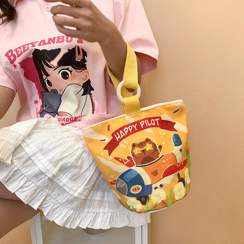 卡通手提帆布水桶包伴手礼学生袋