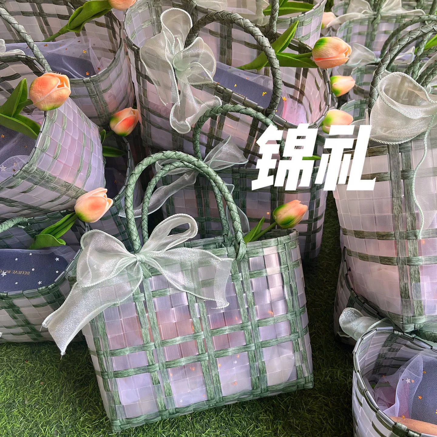 編織籃伴手禮女伴娘透明手提籃子