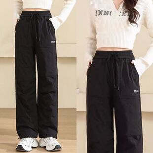 防风工装羽绒棉裤女外穿2025冬季新款东北零下40度防寒保暖直筒裤