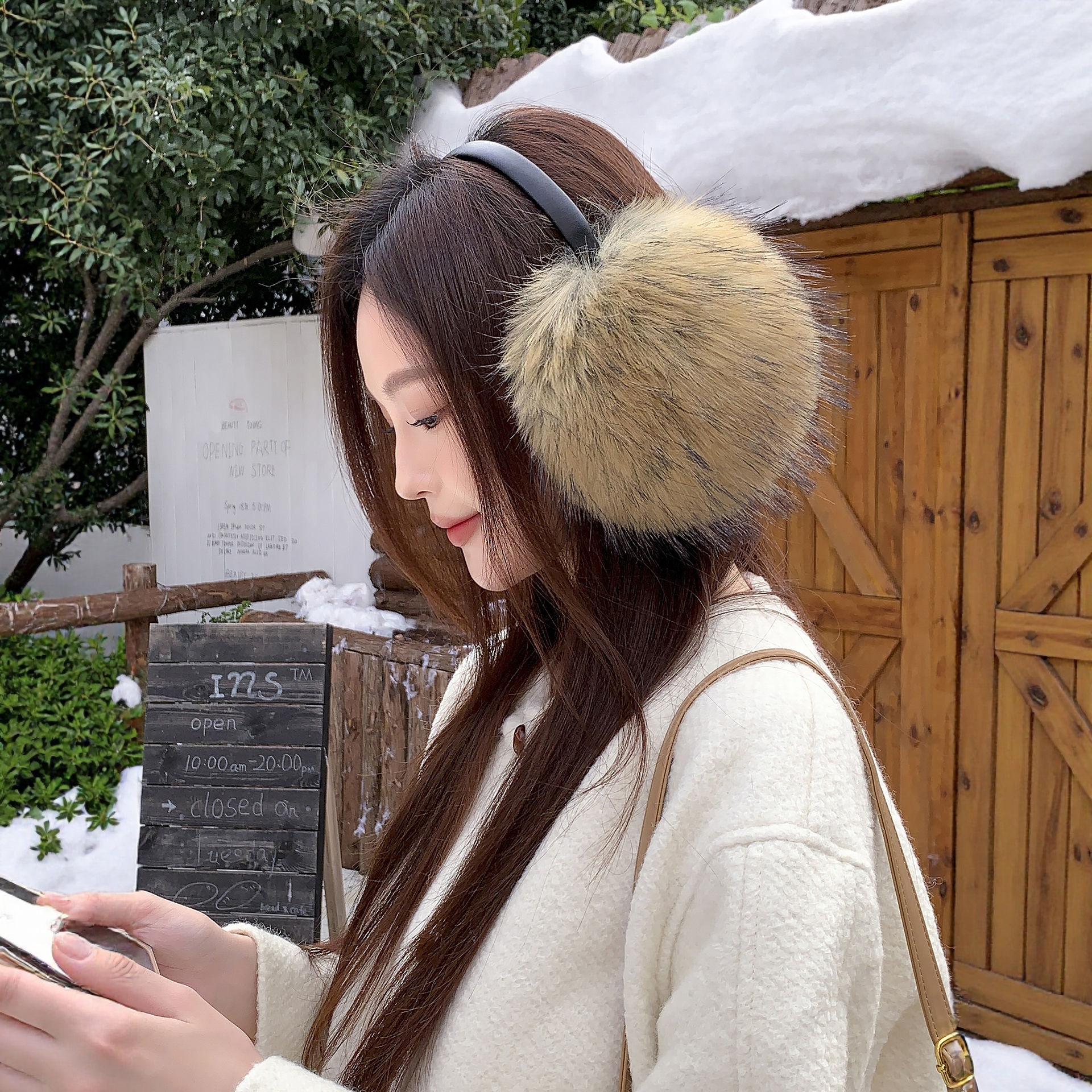 仿狐狸毛耳套女冬季时尚保暖