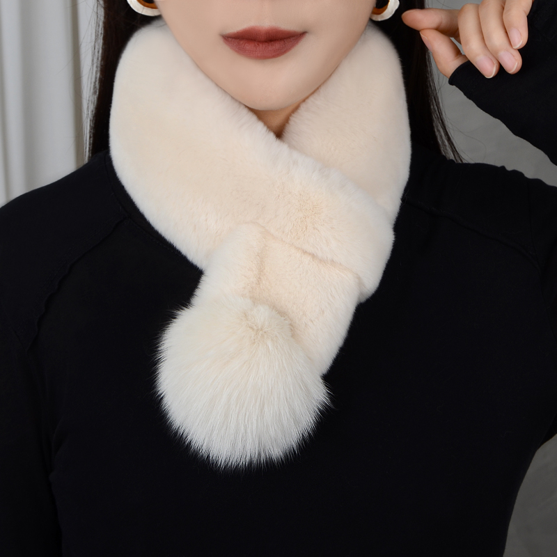 真獭兔毛围巾毛绒围脖毛领女冬季