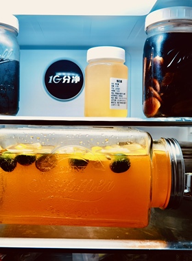 masonjar梅森冰箱果汁罐方形桶带龙头玻璃冷水罐美式家用水果茶桶