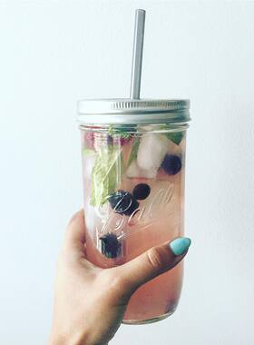 24oz梅森罐梅森吸管杯美式玻璃密封排毒水沙拉罐冷萃手冲咖啡杯