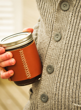 大促梅森杯朝五晚九杯子隔热杯套带盖玻璃水杯石原里美同款咖啡杯