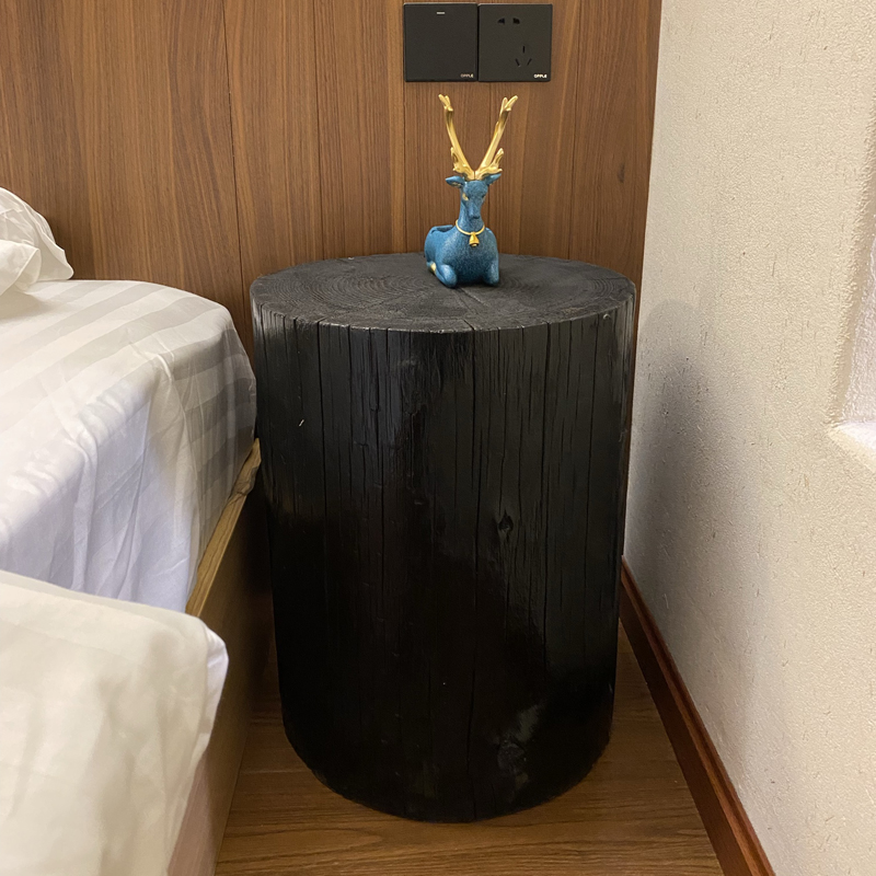 侘寂风碳化黑色杉木树桩实木木桩底座原木墩子木头墩坐凳根雕凳子