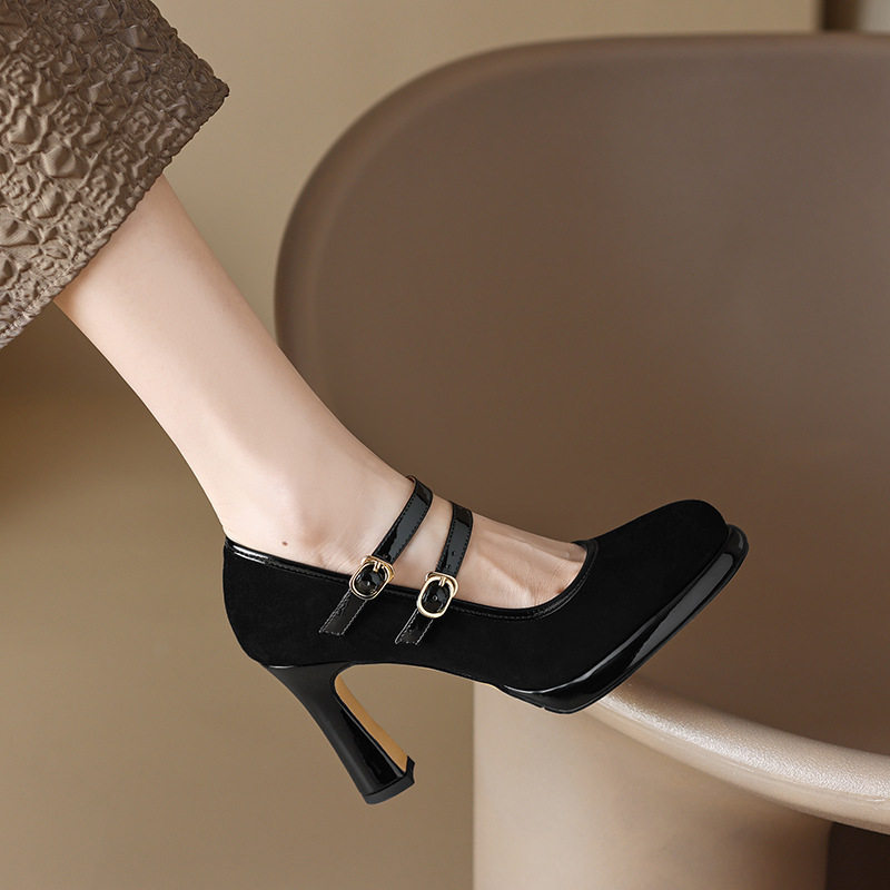 优雅酒红色婚宴高跟鞋2025夏季新款浅口粗跟女鞋玛丽珍鞋防水台,女鞋,浅口单鞋,淘宝优惠券,粉丝福利购,淘宝优惠卷