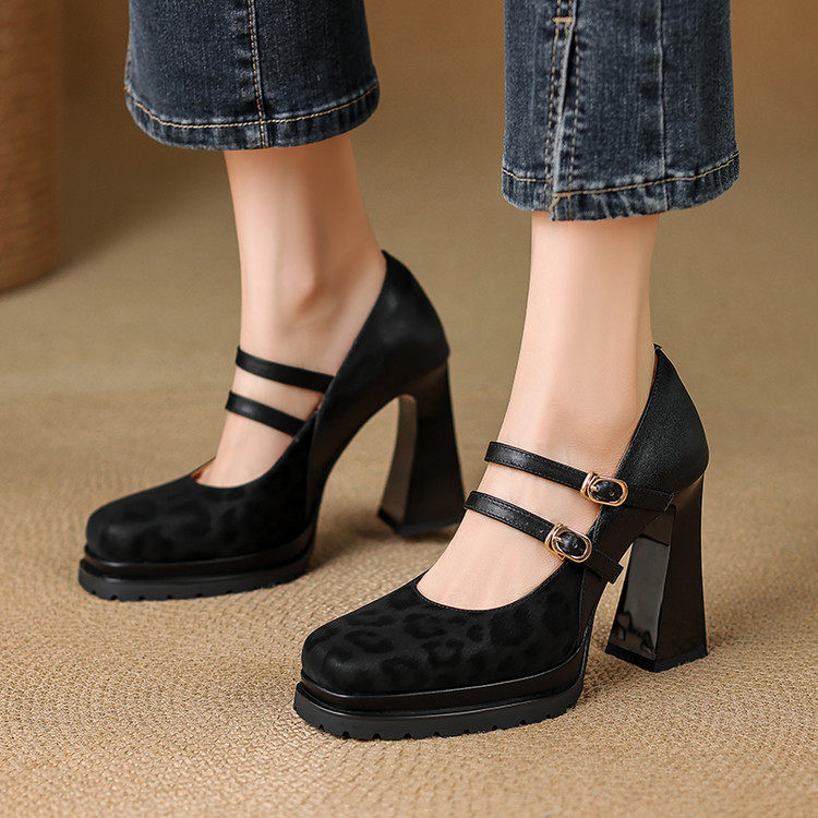 2026春秋新款真皮法式女鞋子玛丽珍高跟鞋通勤不累脚粗跟单鞋