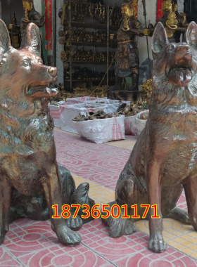 工艺纯铜门厅镇宅吉祥瑞兽大狼狗