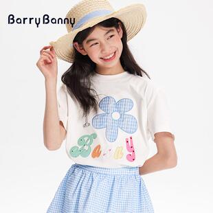 BarryBanny女童太阳花短袖 儿童圆领百搭宽松上衣 T恤2025夏季 新款
