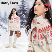 BarryBanny女童费尔岛毛衣外套2026春季 儿童女孩加厚新年衣服 新款