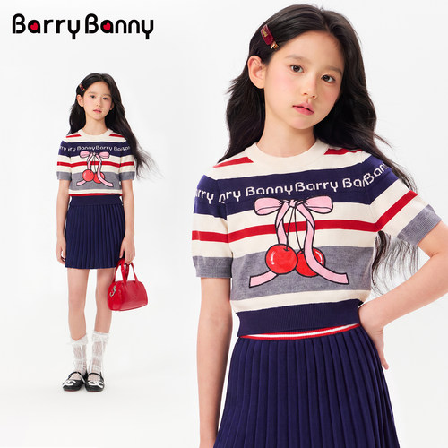 BarryBanny针织衫樱桃短袖英伦风