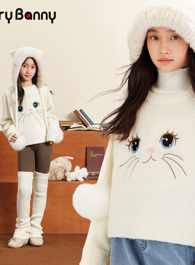 BarryBanny女童卡通毛衣洋气时髦冬季中大儿童厚款内搭针织衫上衣