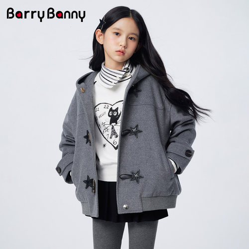 BarryBanny女童星星牛角扣呢外套