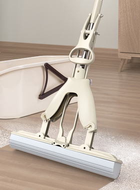 对折海绵拖把家用一拖净免手洗吸水拖把胶棉拖布懒人折叠挤水拖把