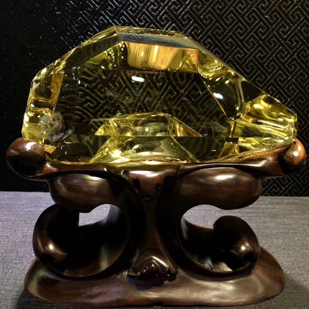 天然黄水晶景石原石观赏石水晶摆件晶体透亮犹如冰块家居摆设