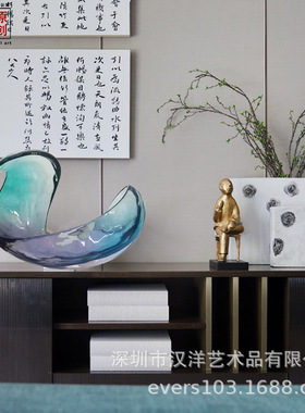 雕塑透明酒店大堂售楼处树脂摆件家居饰品客厅玄关电视柜软装饰品