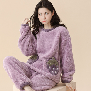 芬腾珊瑚绒睡衣女冬季加绒加厚秋冬款保暖法兰绒家居服可外穿休闲