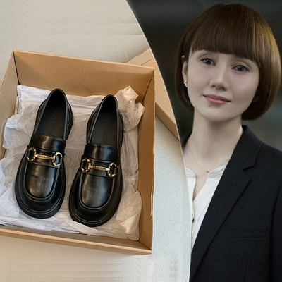 英伦小皮鞋地女黑色乐福鞋