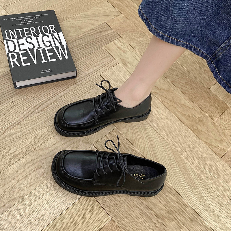 小皮鞋女2022新款英伦风森女圆头百搭单鞋平底系带软底jk上班女鞋,女鞋,深口单鞋,淘宝优惠券,粉丝福利购,淘宝优惠卷