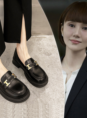 厚底乐福鞋女春秋工装鞋黑色上班单鞋英伦风小皮鞋2025新款jk女鞋
