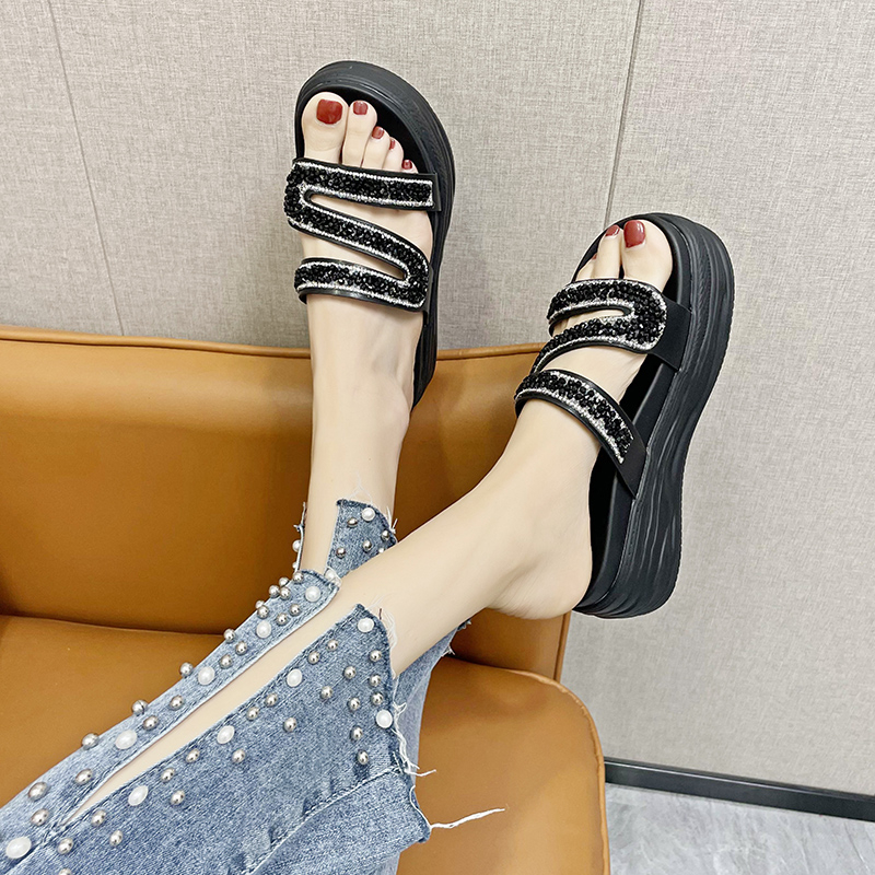 厚底拖鞋一字拖运动风软底凉鞋