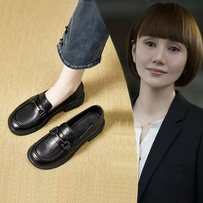 黑色小皮鞋女一脚蹬圆头乐福鞋2026新款春秋单鞋英伦风jk工作鞋子,女鞋,乐福鞋（豆豆鞋）,淘宝优惠券,粉丝福利购,淘宝优惠卷