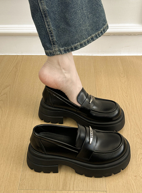 增高乐福鞋女英伦风黑色小皮鞋小个子增高春秋单鞋2026新款jk女鞋