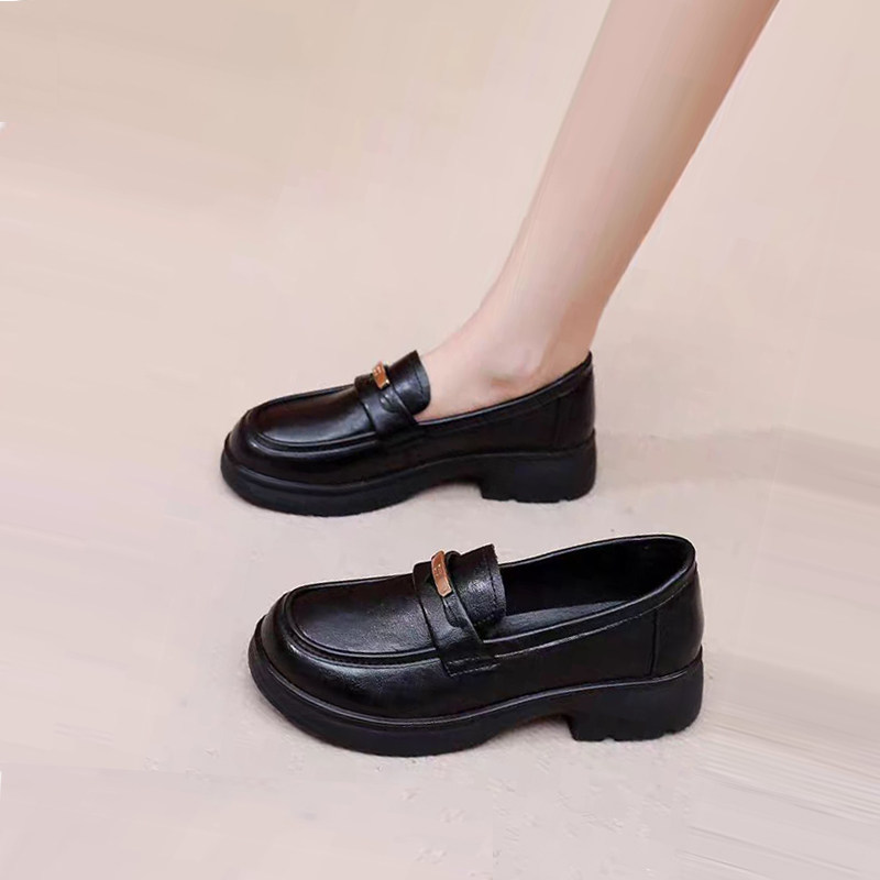 单鞋女一脚蹬黑色乐福鞋2026新款春秋女鞋英伦厚底小皮鞋jk工作鞋,女鞋,乐福鞋（豆豆鞋）,淘宝优惠券,粉丝福利购,淘宝优惠卷