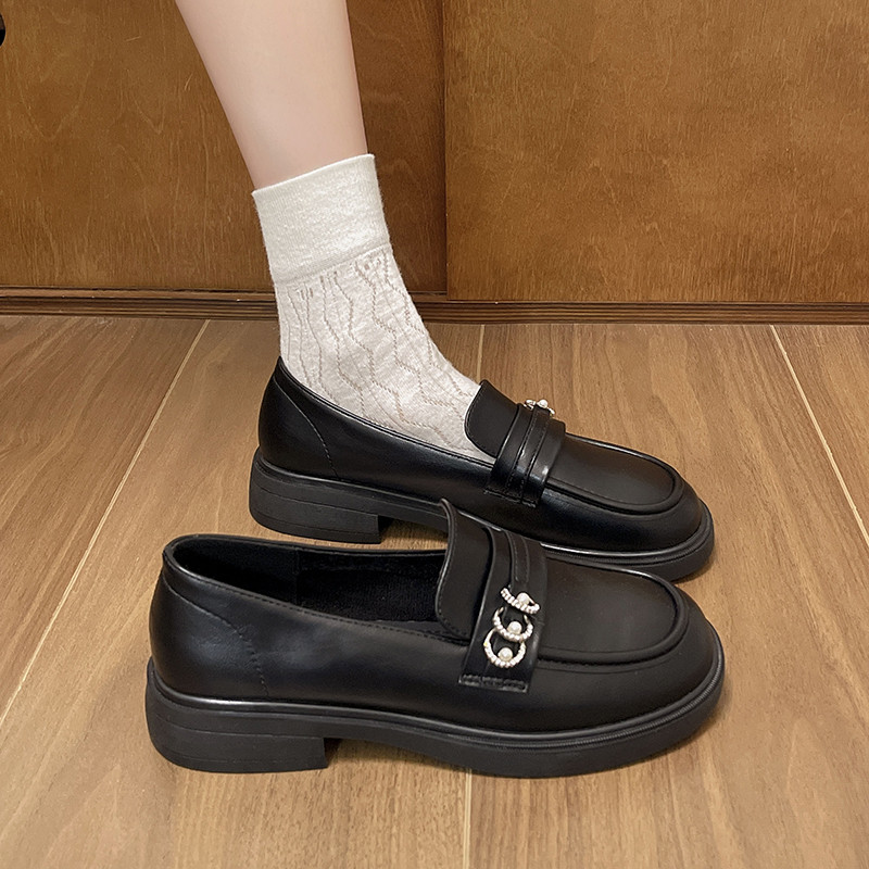 春秋单鞋女英伦风黑色小皮鞋2024新款豆豆乐福鞋百搭一脚蹬jk女鞋,女鞋,乐福鞋（豆豆鞋）,淘宝优惠券,粉丝福利购,淘宝优惠卷