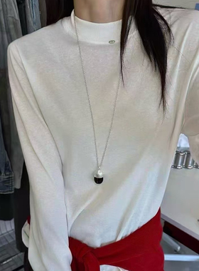 DW白色长袖T恤女2025秋款韩版宽松显瘦圆领百搭叠穿打底衫8203