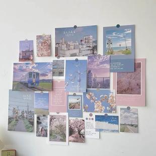 北欧风ins风景艺术墙贴海报拍照道具文艺墙上装 饰 饰房间装