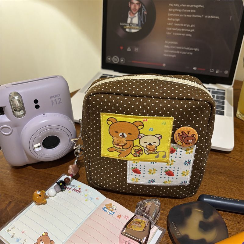 日系可爱Rilakkuma轻松熊化妆包杂物收纳包大容量便携拍立得包