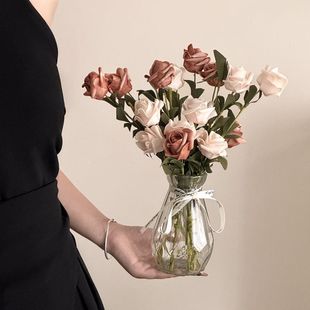浪漫玫瑰仿真花餐桌花客厅干花摆设高颜值软装 ins风法式 拍摄道具