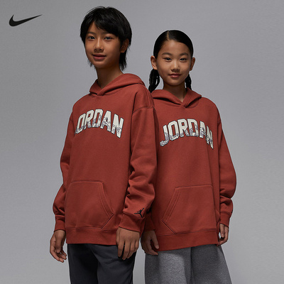 JORDAN耐克大童加绒套头连帽衫冬季新款男女童宽松卫衣IQ2829-652