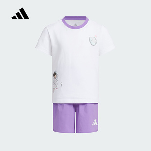 Adidas阿迪達斯25夏新款 女小童休閑短袖 套裝 運動服JM7977 兒童裝