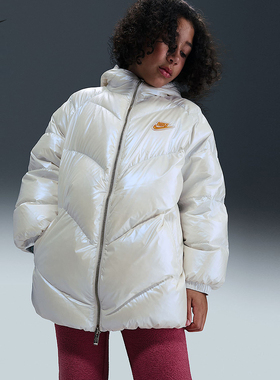 Nike耐克女童2025冬新款珠光感羽绒服时尚舒适保暖外套IQ9828-133