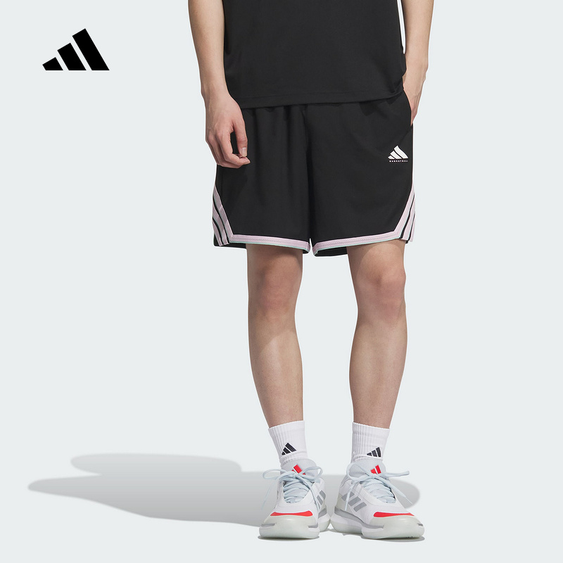 adidas阿迪达斯火拼赛事同款篮球中裤2025秋男梭织五分短裤KE5917