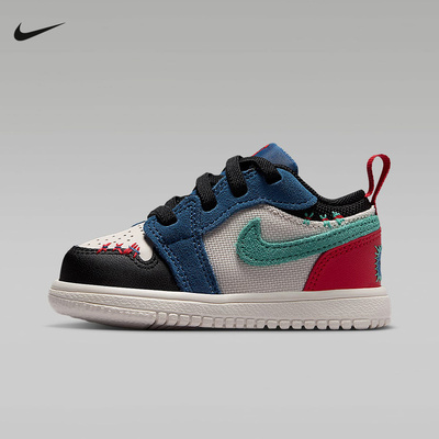 NIKE耐克男女童鞋AIR JORDAN 1拼接撞色AJ1低帮运动鞋IO2064-401