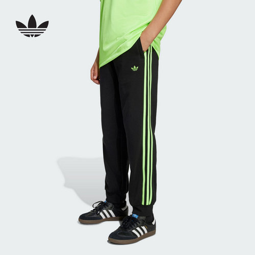 Adidas阿迪达斯男大童新款时尚三叶草休闲长裤宽松运动裤JV7796
