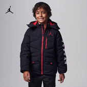 Jordan耐克男童大童可拆卸风帽羽绒服夹克保暖加厚FB1671