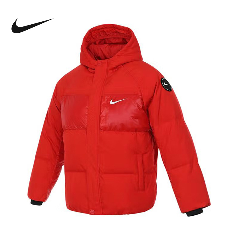 Nike耐克2024冬新年款男款新款红色休闲运动短款羽绒服HQ7182-657