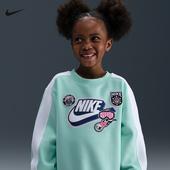 NIKE耐克小童柔软趣味图案卫衣男女童针织贴片运动上衣IO5970 353
