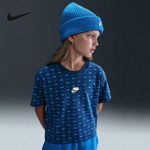 Nike耐克男童新款时尚乐高联名纯棉休闲舒适轻便T恤IB4463-416