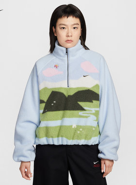 Nike耐克女子CNY新年款仿羊羔绒撞色半拉链卫衣套头衫 IQ3822-407
