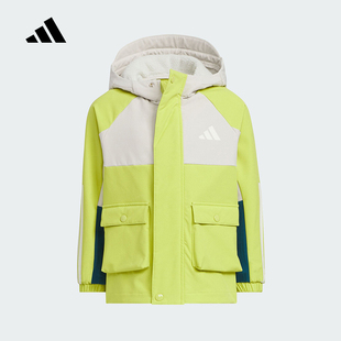 Adidas阿迪达斯2025冬新款 男小童拒水防风保暖加绒连帽夹克KS3082