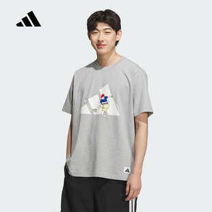 adidas阿迪達斯足球風卡通印花短袖 KC2865 T恤2025夏男棉質半截袖