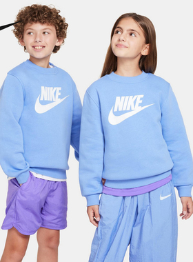 Nike耐克秋裤新款男女童大童运动衫加绒针织印花拼接FD2992