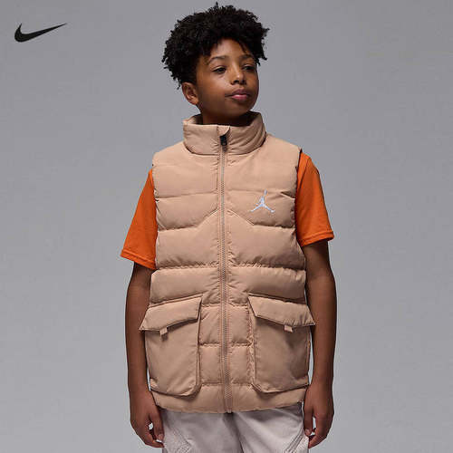 Nike耐克2025年冬季新款男童鸭绒羽绒背心保暖上衣HQ8120-201