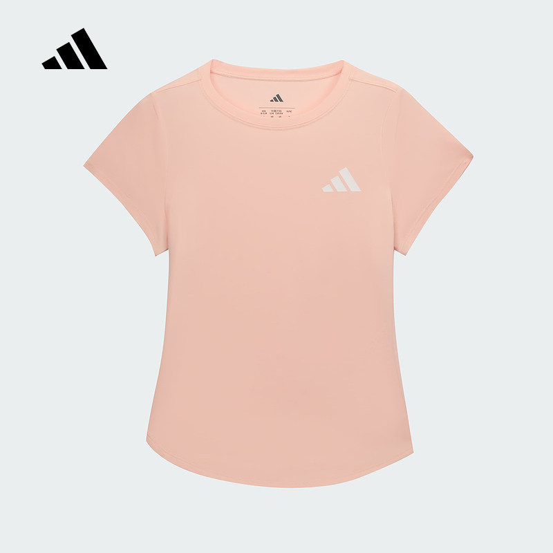 adidas阿迪达斯女大童SPORTSWEAR半袖2025夏粉色短袖T恤KG3138